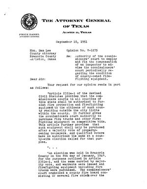 Texas Attorney General Opinion: V-1275