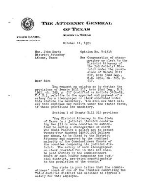 Texas Attorney General Opinion: V-1314