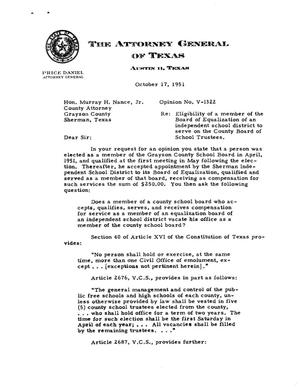 Texas Attorney General Opinion: V-1322