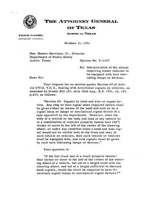 Texas Attorney General Opinion: V-1337