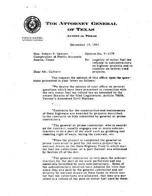 Texas Attorney General Opinion: V-1379