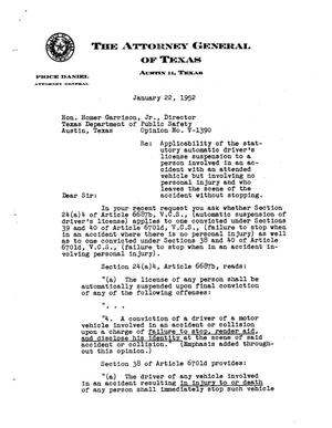 Primary view of object titled 'Texas Attorney General Opinion: V-1390'.