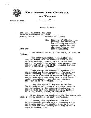 Texas Attorney General Opinion: V-1417