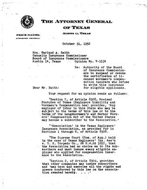 Texas Attorney General Opinion: V-1534