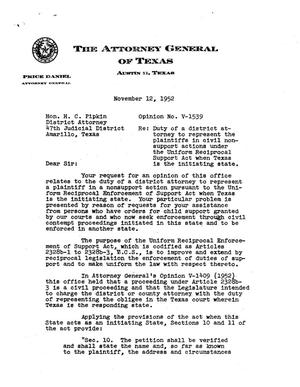 Texas Attorney General Opinion: V-1539