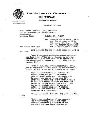 Texas Attorney General Opinion: V-1545
