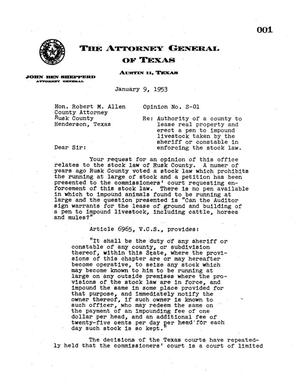 Texas Attorney General Opinion: S-1