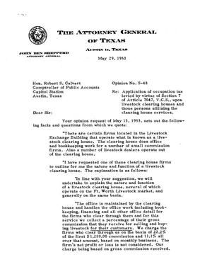 Texas Attorney General Opinion: S-48