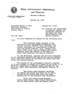 Primary view of object titled 'Texas Attorney General Opinion: S-187'.