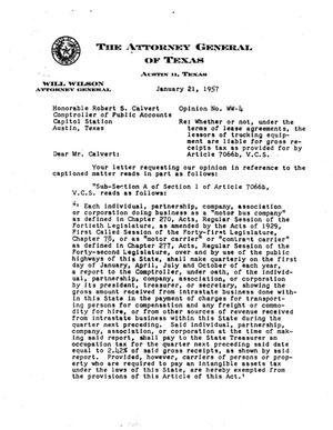 Texas Attorney General Opinion: WW-4
