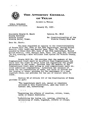 Texas Attorney General Opinion: WW-6