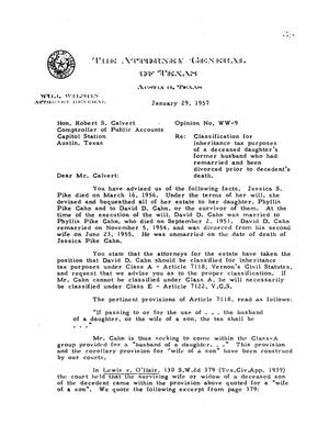Texas Attorney General Opinion: WW-9