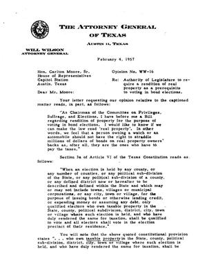 Texas Attorney General Opinion: WW-16