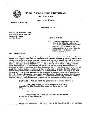 Texas Attorney General Opinion: WW-34