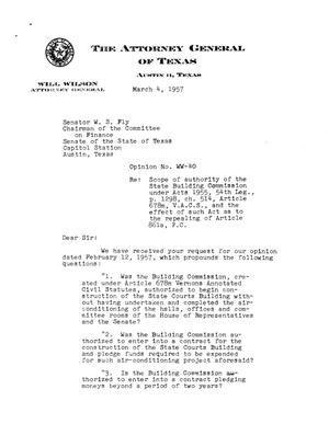 Texas Attorney General Opinion: WW-40