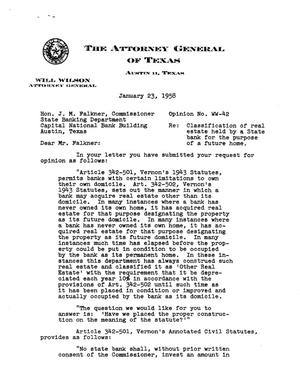 Texas Attorney General Opinion: WW-42