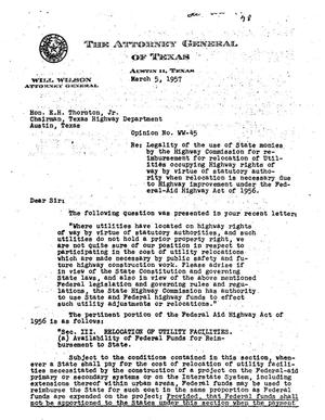 Texas Attorney General Opinion: WW-45