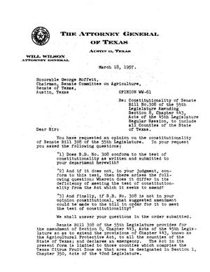 Texas Attorney General Opinion: WW-61