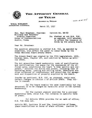 Texas Attorney General Opinion: WW-62