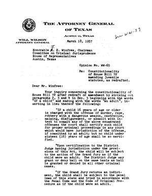 Texas Attorney General Opinion: WW-65