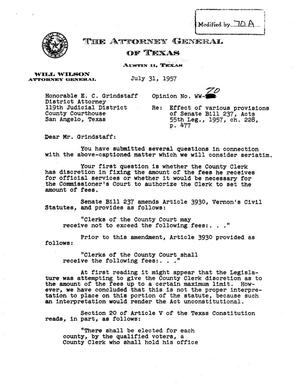 Texas Attorney General Opinion: WW-70