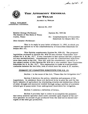 Texas Attorney General Opinion: WW-84