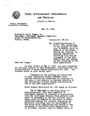 Texas Attorney General Opinion: WW-131