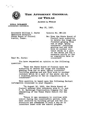 Primary view of object titled 'Texas Attorney General Opinion: WW-135'.