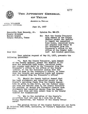 Texas Attorney General Opinion: WW-154