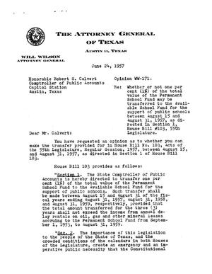 Texas Attorney General Opinion: WW-171