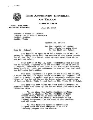 Texas Attorney General Opinion: WW-172