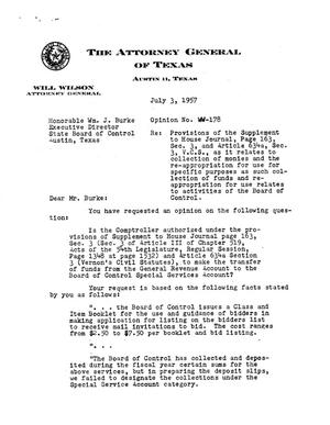 Texas Attorney General Opinion: WW-178