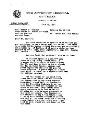 Texas Attorney General Opinion: WW-199