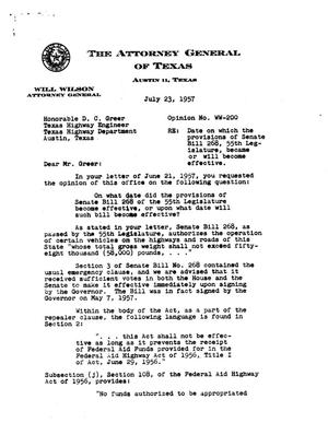 Texas Attorney General Opinion: WW-200