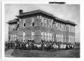 Thumbnail image of item number 1 in: '[Sanger school - first brick building]'.