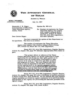 Texas Attorney General Opinion: WW-211