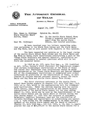 Texas Attorney General Opinion: WW-221