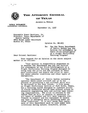 Texas Attorney General Opinion: WW-223