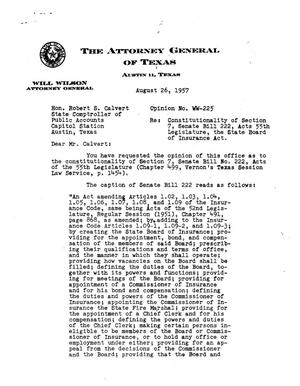 Texas Attorney General Opinion: WW-225