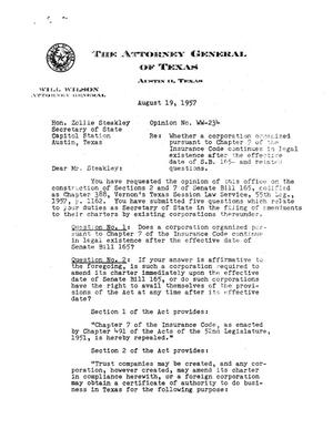 Texas Attorney General Opinion: WW-234