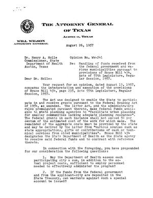 Texas Attorney General Opinion: WW-241