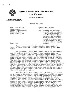 Texas Attorney General Opinion: WW-248