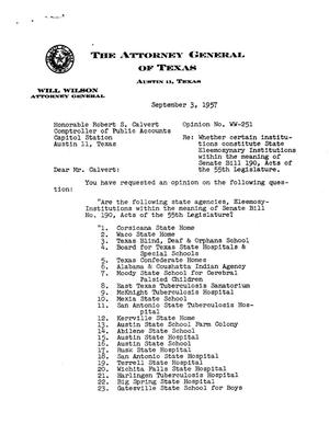 Texas Attorney General Opinion: WW-251
