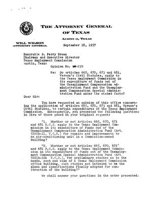 Texas Attorney General Opinion: WW-259
