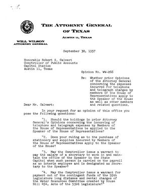 Texas Attorney General Opinion: WW-266