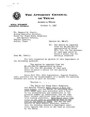Texas Attorney General Opinion: WW-271