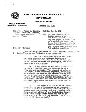 Texas Attorney General Opinion: WW-282