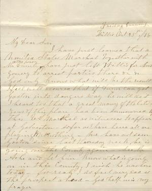 Primary view of object titled 'Letter to Cromwell Anson Jones, 25 October 1878'.