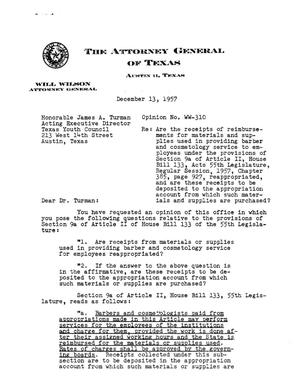 Texas Attorney General Opinion: WW-310