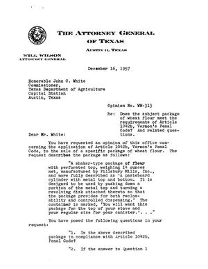 Texas Attorney General Opinion: WW-313